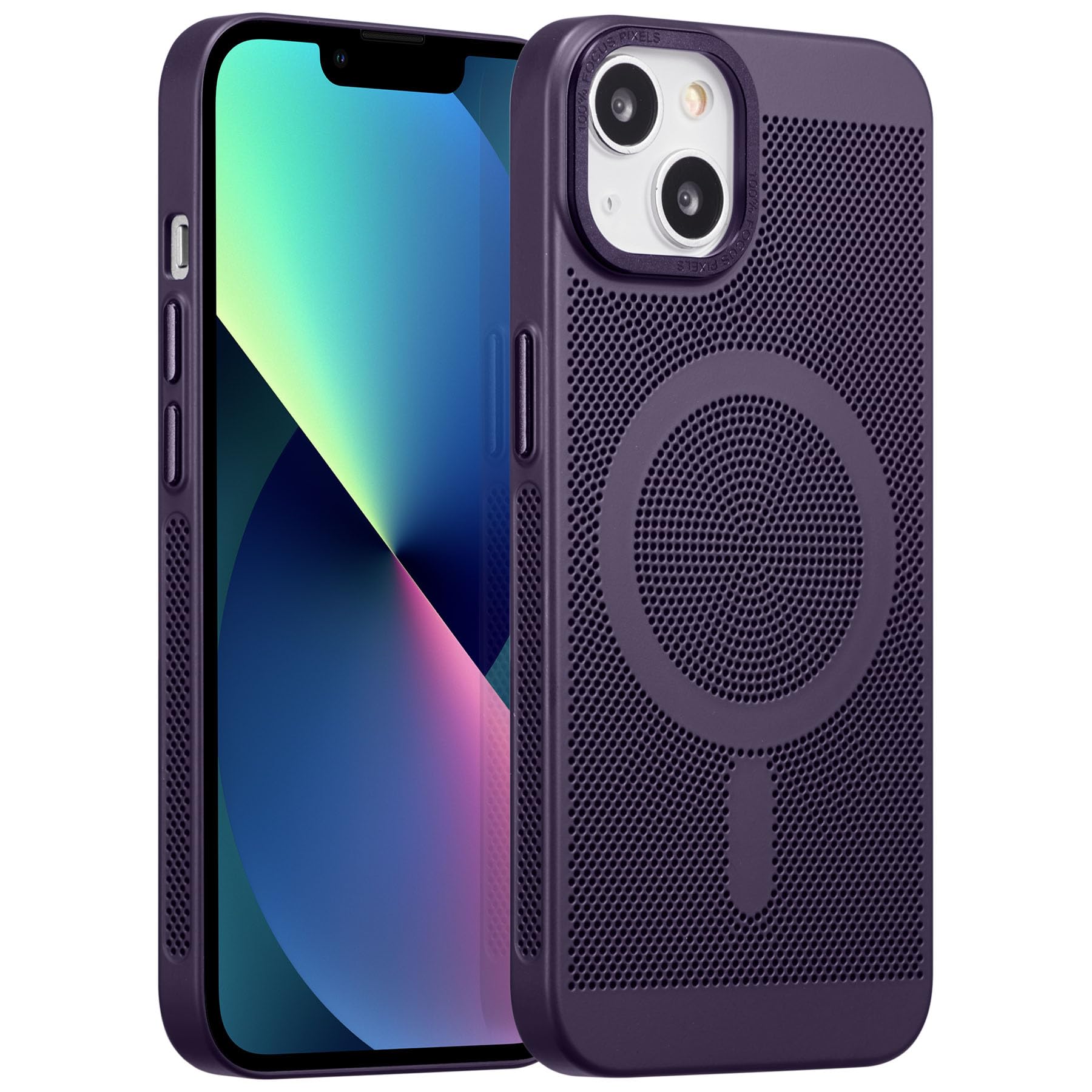 ZCDAYE Magnetic Case for iPhone 14, Cooling Gaming Case Support Wireless Charging, Hard PC Slim Fit Anti-Drop Heat Dissipation Protective Cover for iPhone 14 (6.1 inches), Dark Purple