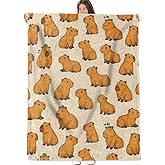 Cute Cartoon Capybara Blanket, Flannel Throw Blanket Soft Cozy Lightweight Blankets for Adults Women Kids Home Decor for Sofa Couch Bed 60x50 Inch