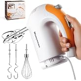 5-Speed 300W Hand Mixer Electric &ndash; Powerful Compact for Baking | Handheld Mixer Electric with 5 Stainless Steel Attachments &ndash; Egg Beater for Cakes, Bread, Cookies &amp; Home Baking