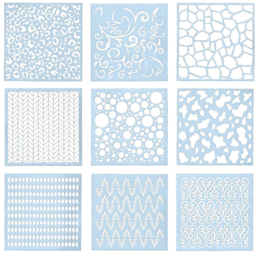 Journal Template, 9 Pieces Geometric Art Templates, Mandala Stencils Set, Journal Stencils Set, Art Painting Templates Stencils, for Scrapbooking Drawing Tracing DIY Furniture Wall Floor Decor