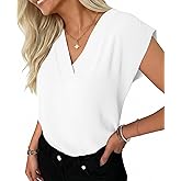 GKBK Women Tops Cap Sleeve Textured Dressy Casual V Neck Shirts 2025 Summer Business Work Blouses Outfits