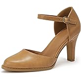 IDIFU IN3 Closed Toe Chunky High Heels Comfortable Dress Shoes for Women Pumps Vintage Heels Dressy Wedding Prom Bridal Party Work Office Business D'Orsay Pumps Shoes