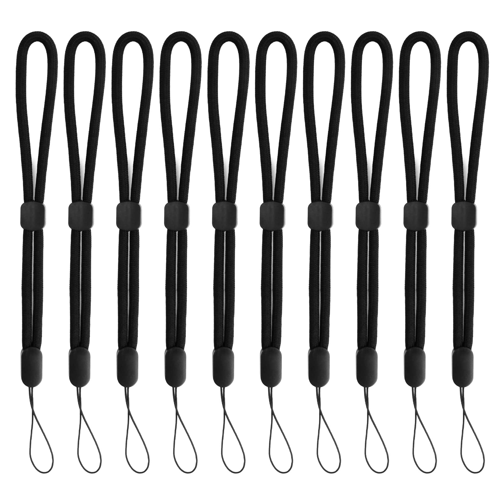 Zsanhua 10 Pack Hand Wrist Strap Lanyard Adjustable Wrist Strap Hand Lanyard Adjustable Nylon Hand Wrist Straps with Movable Button for Cell Phone, USB Flash Drive, Mp3, Mp4, Mini Camera (Black)
