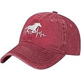Yipaidel Women's Horse Heartbeat Hat, Adjustable Vintage Washed Baseball Cap for Dad Mom