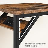 HOOBRO C Shaped Side Table with Charging Station Rustic Brown Black view 8