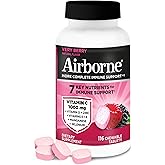 Airborne Vitamin C 1000mg (per Serving) - Very Berry Chewable Tablets (116 Count in a Bottle), Gluten-Free Immune Support Supplement, with Vitamins A C E, Zinc, Selenium, Ginger, Antioxidants