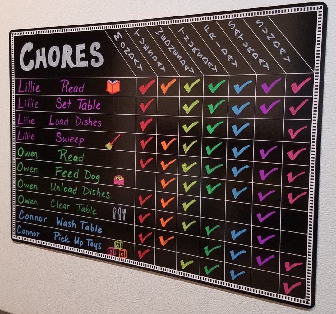 Chore Board | 12x17 Magnetic Dry Erase Chore Chart Reward Chart For ...