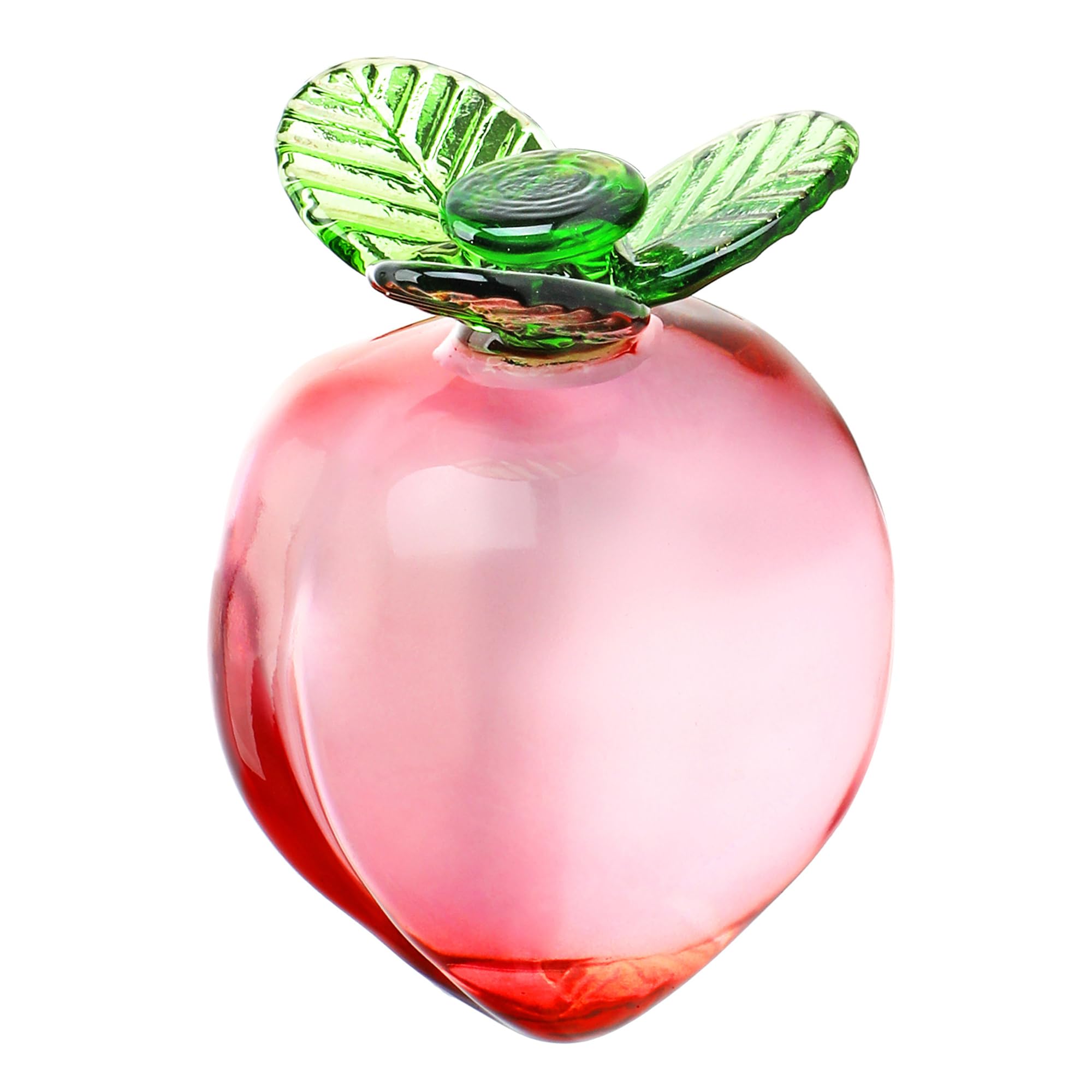 ZEERSHEE Hand Blown Glass Fruit Ornaments Crystal Peach Figurine Crystal Fruit Collection Office Living Room Kitchen Art Decoration