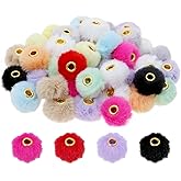 Tupalizy 50PCS Fluffy Faux Fur Pom Poms Beads Soft Fuzzy Spacers Beads for Bracelets Jewelry Making Keychains Pens Earrings Garland Headband DIY Crafts Projects Gifts Accessories, Random Mixed Color