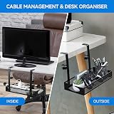 AGPTEK Under Desk Cable Management Tray No Drill Clamp Storage Rack Wire Tidy view 2