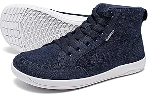 HOBIBEAR Womens Barefoot Shoes | Wide Toe Box | High Top Canvas | Comfortable Trail Running Sneaker