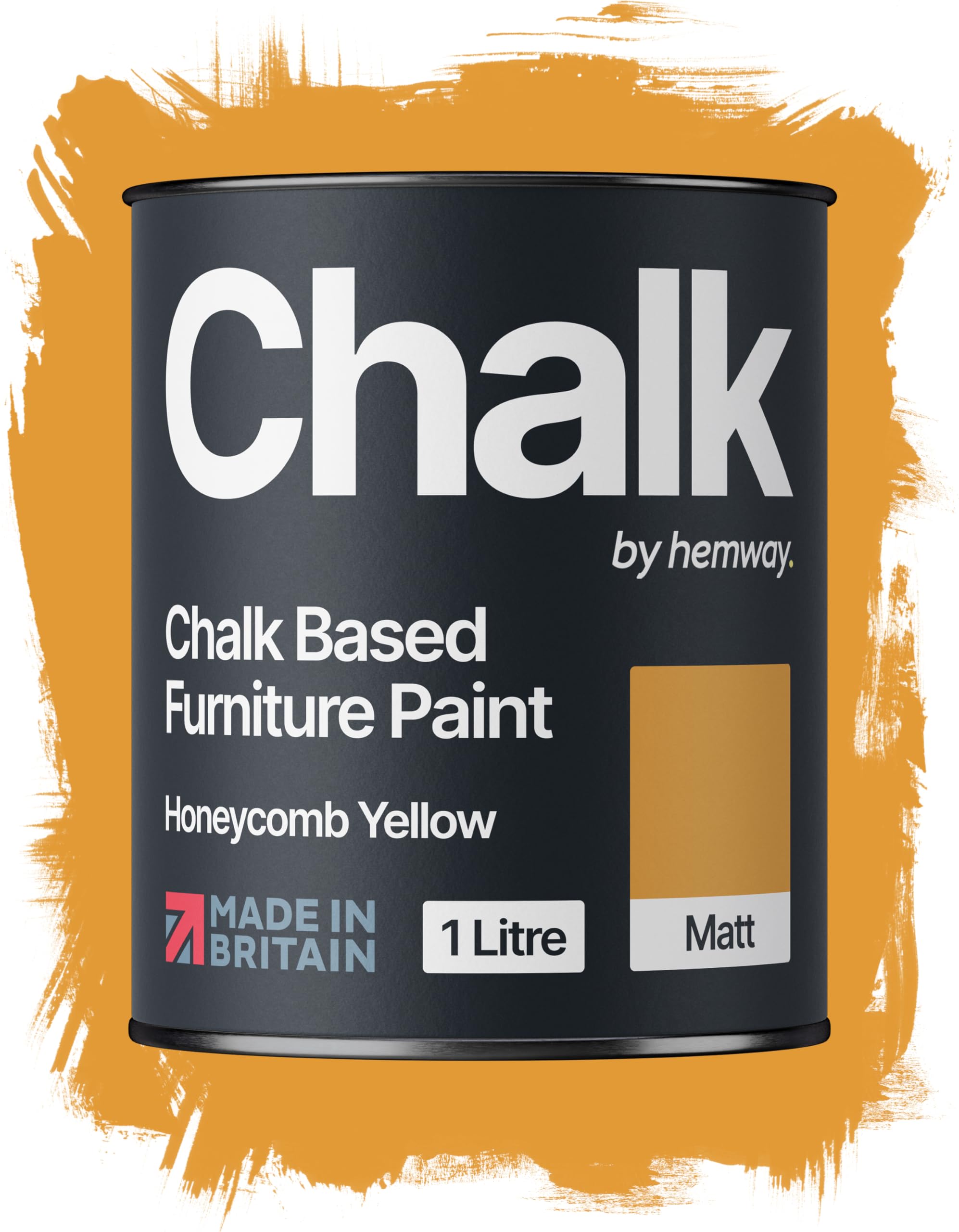 Hemway Chalk Based Furniture Paint, Honeycomb Yellow 1L, Matt Finish Shabby Chic, Chalk Paint Furniture & Walls, Quick Dry & 1 Coat