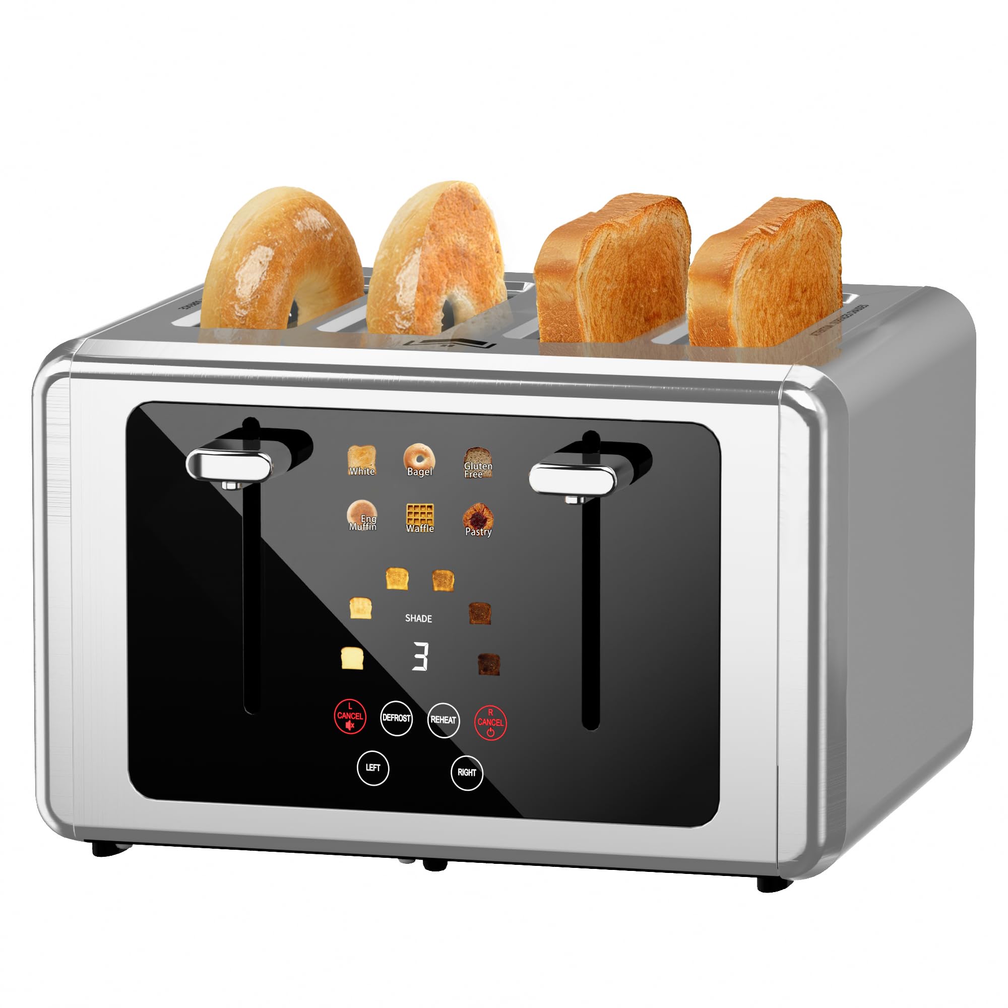 WUNLY 4 Slice Toaster,Touchscreen & Dual Independent Control Panel,5 ...