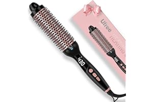 Ufree Ionic Thermal Brush, 1.5 Inch Heated Round Brush for Blowout, 30s Fast Heating Curling Brushes with 9 Temp Settings, Dual Voltage Travel Hair Styling Tool, Not Blow Dryer