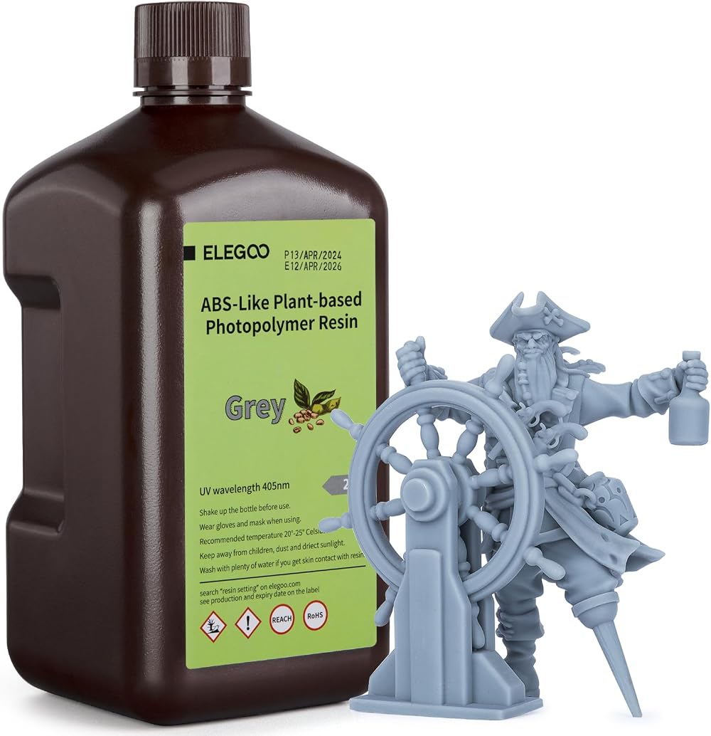 ELEGOO ABS Like 3D Printer Resin Grey 2KG Plant-Based 405nm UV High Precision