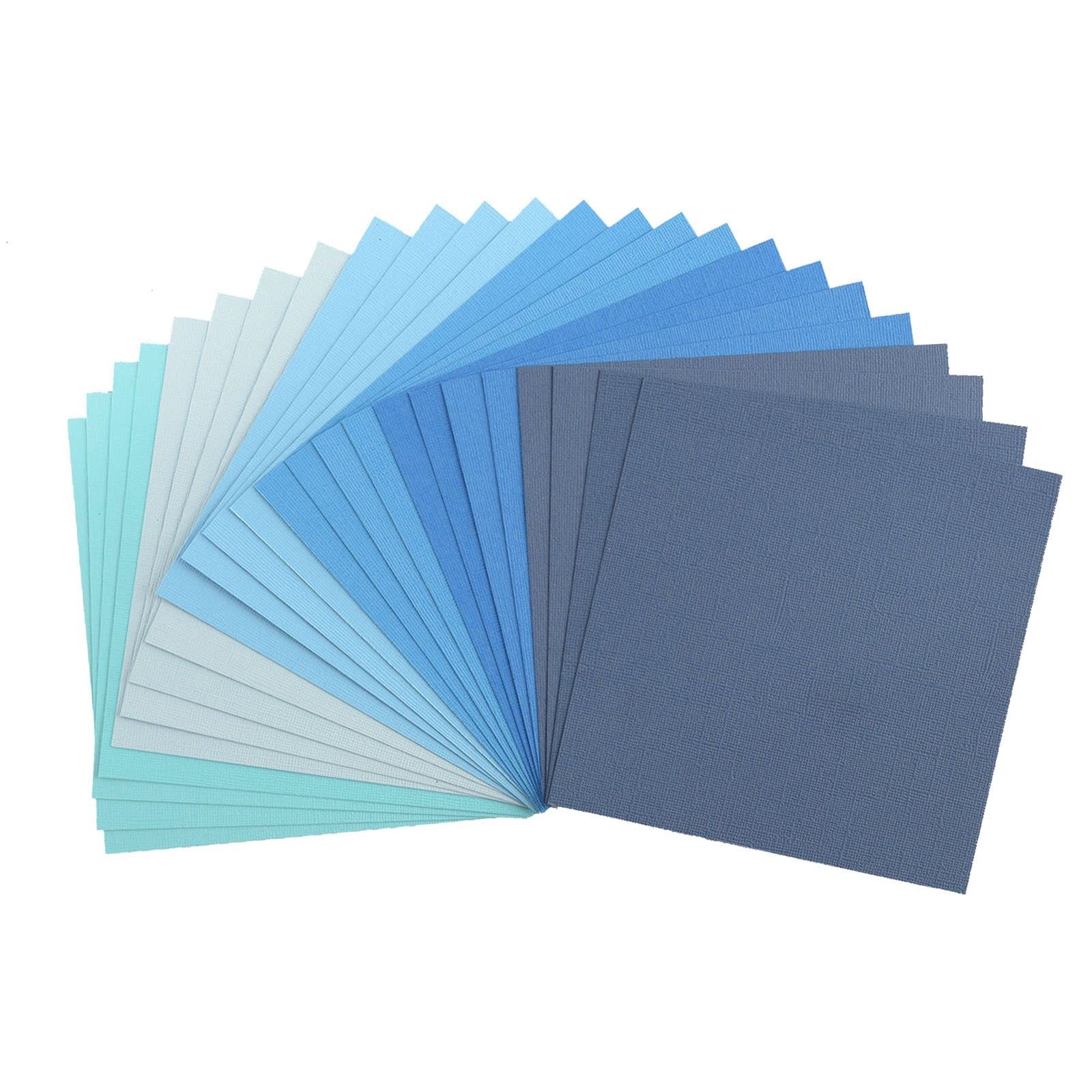 Florence Cardstock Textured Multicoloured - Coloured Card Making Supplies 6 x 6 inch - Blue - 24 Sheets - Coloured Paper for Scrapbooking, Card Making and Other Paper Crafts - 216 gsm