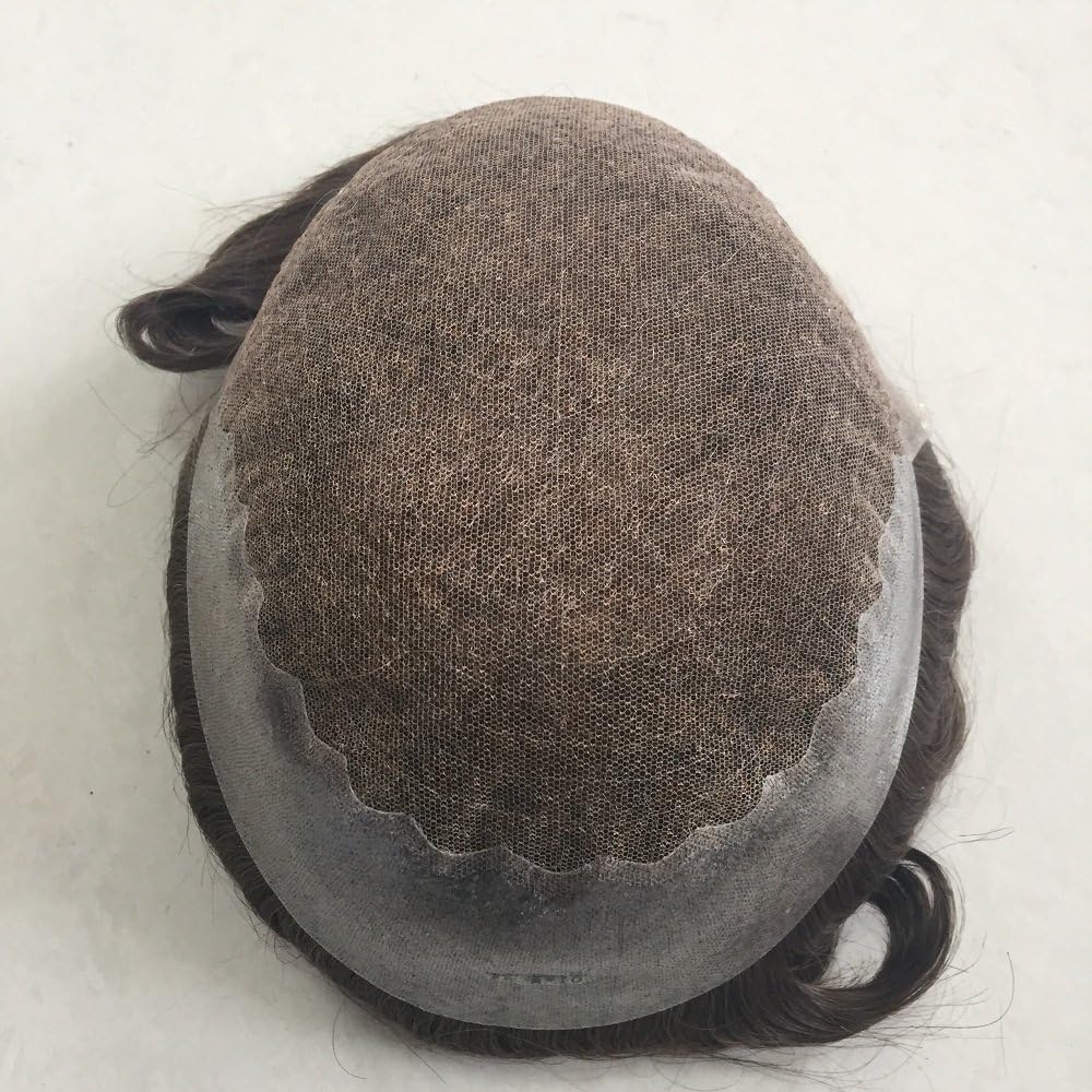 French Lace Foryang Mens Toupee Human Hair Pieces Toupee Hair Replacement System For Men Wigs 8x10 Color #6