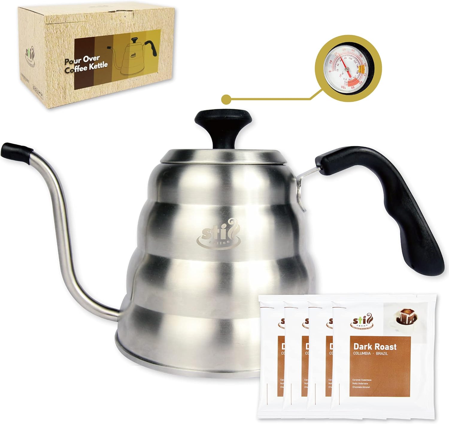 Pour Over Coffee Maker Tea Kettle Gooseneck with Thermometer