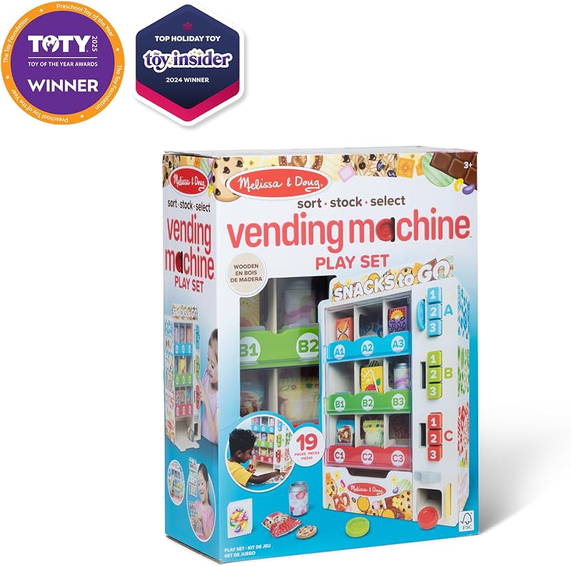 - Máquina Expendedora de Madera con 16 Piezas: Comida de Juguete, Monedas y Tarjeta - 6073586 - Juguetes Niños 3 años + - Regalo Niño 3 años + - Montessori