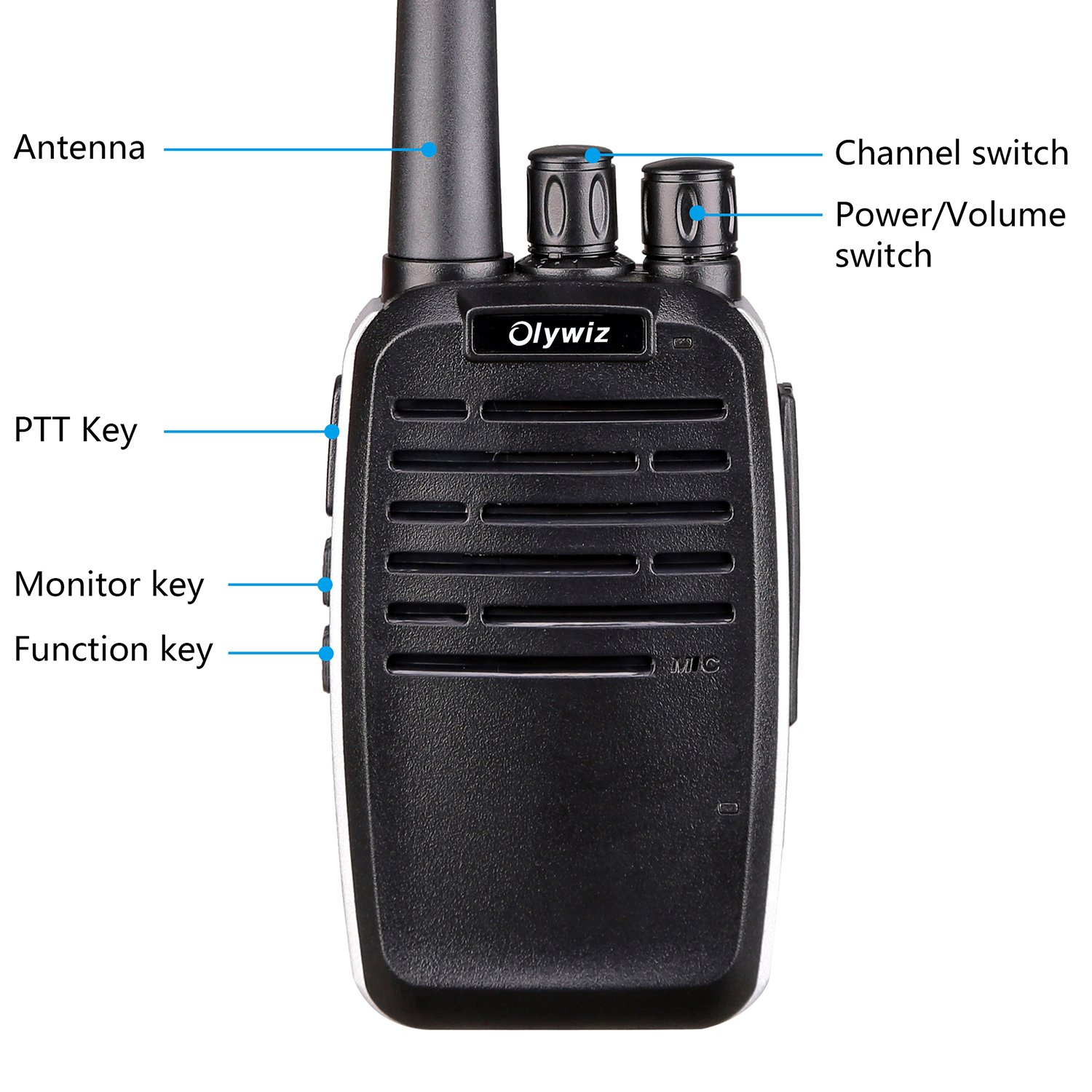 Walkie Talkies 2W Olywiz-819 Aluminum Body Tiny Walkie Talkies Handheld 16 Channels 1800 mAh Battery Two Way Radio 2 Pack