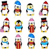 Bbiamsleep 12 Pcs Mini Resin Penguin Figurines Miniature Tiny Penguins Christmas Figurines for Fairy Garden Christmas Snow Globes Home Winter Village Decor