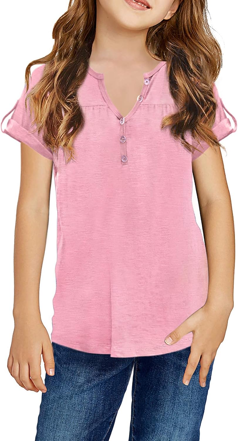 Dokotoo Girls Short Sleeve Shirts Sweat Girls' Tops, Tees & Blouse: Clothing