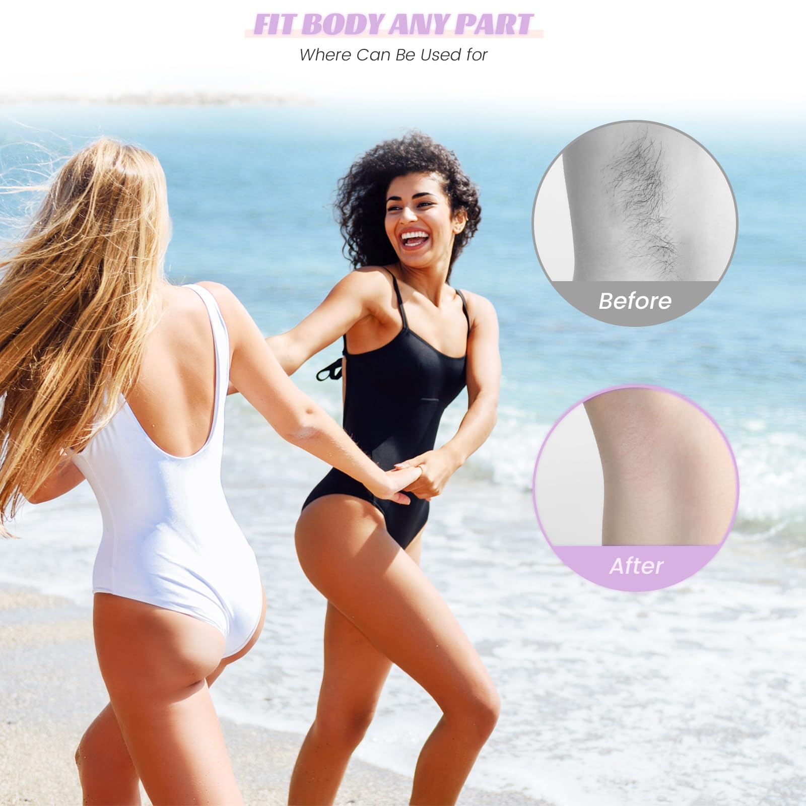 Crystal Hair Eraser for Women and Men, Reusable Crystal Hair Remover Magic Painless Exfoliation Hair Removal Tool, Magic Hair Eraser for Back Arms Legs (Violet Purple)