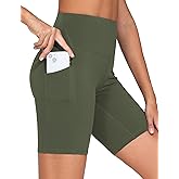 THE GYM PEOPLE Women's High Waist Workout Shorts Stretchy Tummy Control Yoga Biker Running Shorts with Pockets