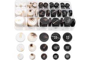 OELFFOW 110Pcs Mixed Sewing Buttons, 4-Hole Craft Round Blazer Buttons, 5 Color 3 Size(15mm,20mm,25mm) Suit Coats Resin Button, Suitable for Variety Clothing Sewing, DIY Craft(White)