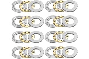 uxcell 8pcs F8-14M Thrust Ball Bearings, 8mm x 14mm x 4mm Miniature Thrust Bearing with Washers Chrome Steel Single Direction for Conveyor Systems Machine Tools