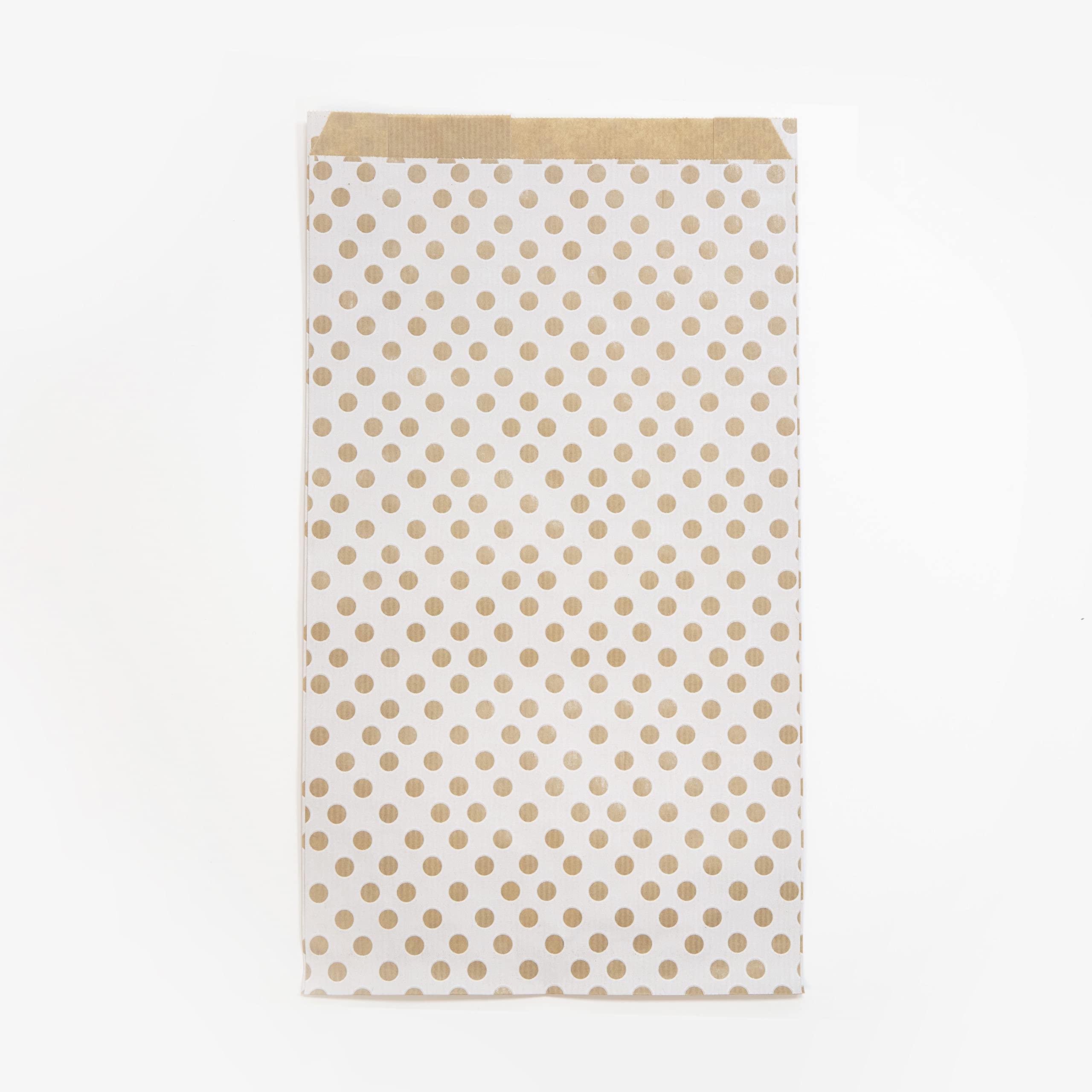 Clairefontaine 394111C - A Bag of 50 Kraft Pockets - 21x37+7cm - Pattern: Polka dots on a white background - Ideal for: Candy, Books, Jewellery, Gift wrapping