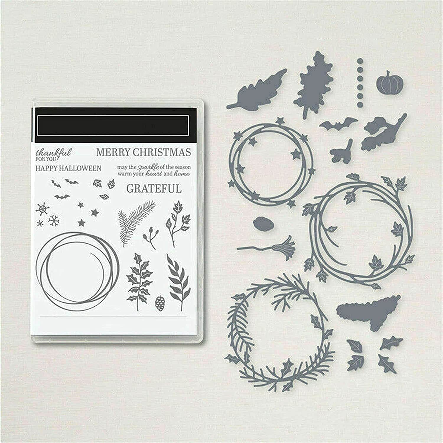 Photo 1 of Stamps and Dies for Card Making, Christmas Flower Clear Stamps Cutting Dies for Card Making, Scrapbooking Cards and Card Making Decoration (3#)
