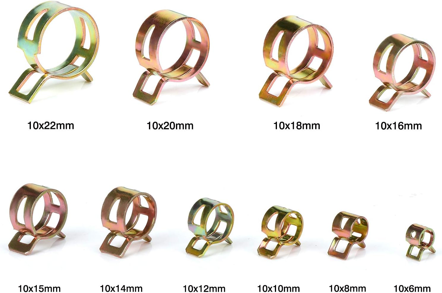 HSEAMALL 100 PCS Spring Hose Clamps, Fuel Line Hose Clips, Water Pipe Air Tube Silicone Vacuum Hose Clamp Fastener 6-20mm 10 Size - Image 3