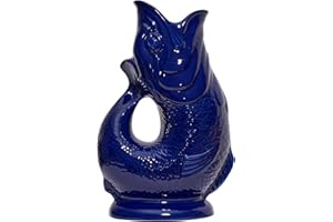 The Original Gluggle Jug - Cobalt Blue Glug Jug in XL, 28cm 1.4L - Gug Glug Fish Shaped Jug - Decorative Glugging Water, Cocktail, Wine & Gin Pitcher, Decanter or Vase - Hand Made in Britain