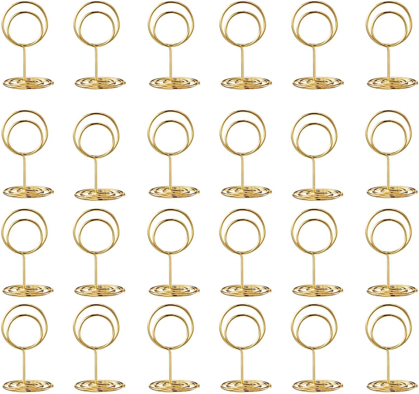 Toncoo 24 Pcs Premium Gold Table Number Holders and 24 Pcs Place Cards with Gold Foil Border, Place Card Holder, Table Sign Stand, Photo Picture Holders for Centerpieces, Wedding, Party, Birthday: Home & Kitchen