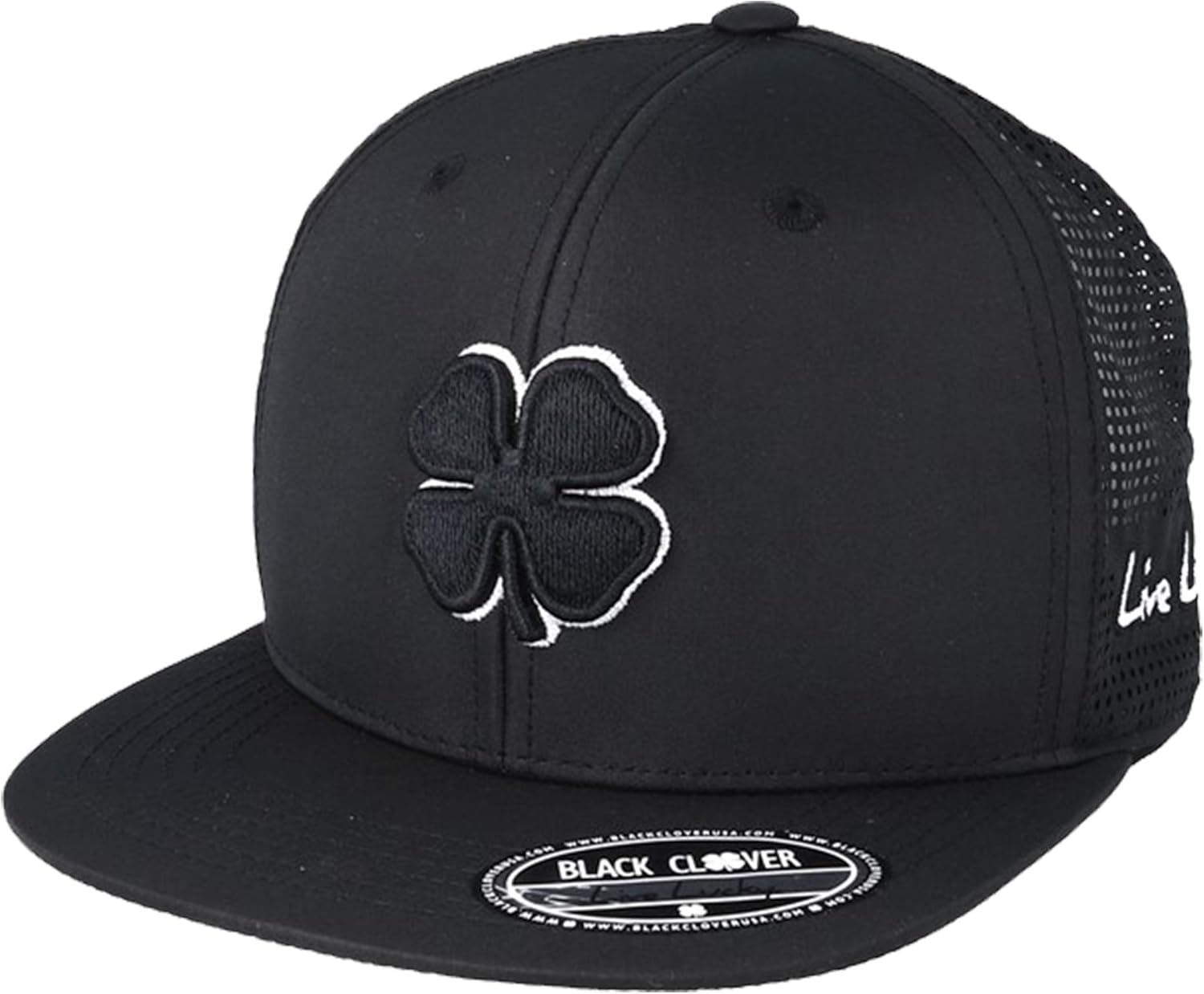 black flat brim hat