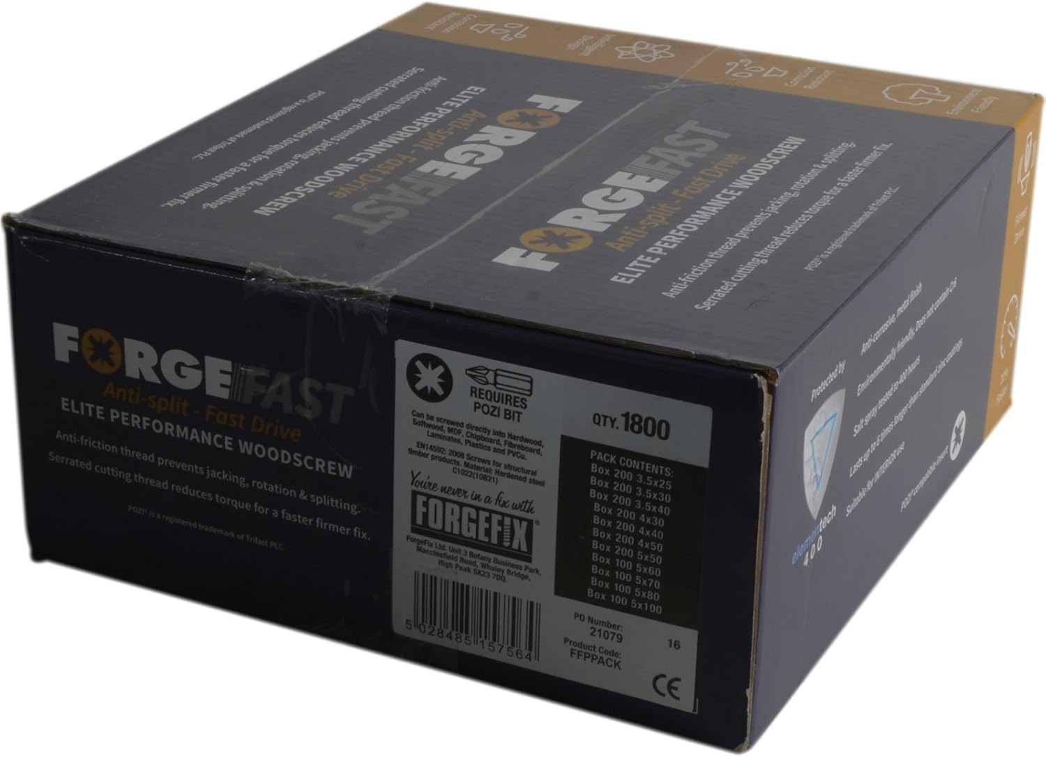 ForgeFast Elite Fast-Start Woodscrews, Yellow, Assorted