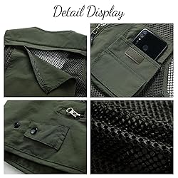 Flygo Men's Mesh Fishing Vest Multi-Pockets