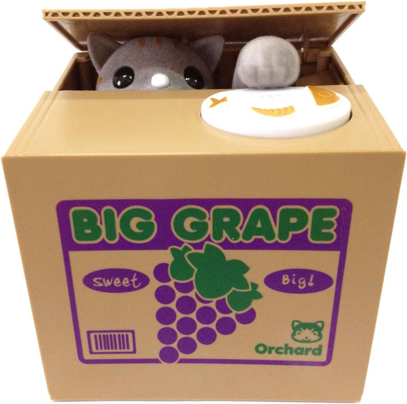 【UNTIL YOU】Cute Stealing Coins Cents Penny Cat Money Box Saving Money Collecting Money Piggy Bank for Kids Kids (Cute Grape Cat)