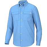 HUK Mens Back Draft Solid Long Sleeve Button Down Shirt, Vented Fishing Shirt for Men