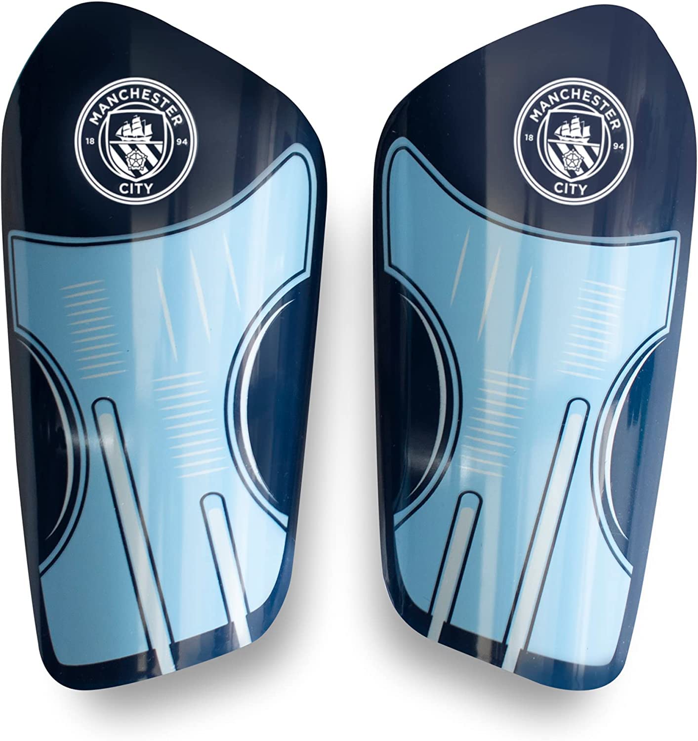 Hy-Pro Manchester City FC Man DELTA Slip-In Shin Guards - Junior, Blue