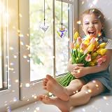 TIANHOO 2 Pcs Heart Shaped Crystal Prism Suncatchers for Home & Garden view 7