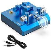 Putikeeg Morse Mini Code Key Morse Code Paddle Key Aluminum Alloy Dual-Key Jacks Morse CW Portable Key Morse Practice Key (Blue)