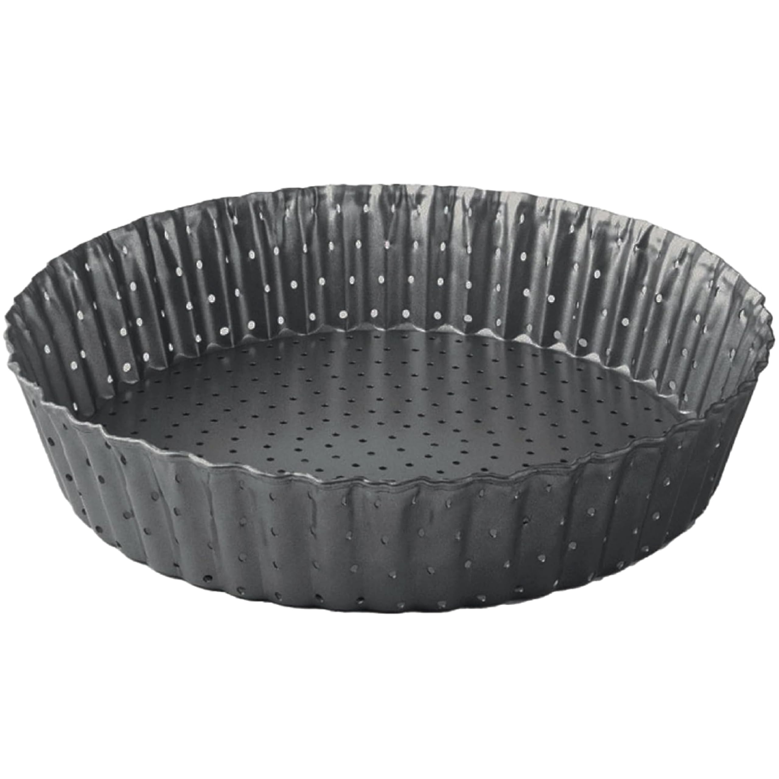 Space Home - Crusty Non-Stick Fluted Flan & Tart Tin - Deep Quiche Pan with Loose Base - Perforated Quiche Mould - Flan Tins with Base - Loose Bottom Tart Tin - 20 cm