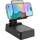 CHANGAIDA Cell Phone Stand with Wireless Bluetooth Speaker Adjustable Holder Anti-Slip Base HD Surround Sound for Home, Desk & Outdoors Compatible with Mobile & Tablets