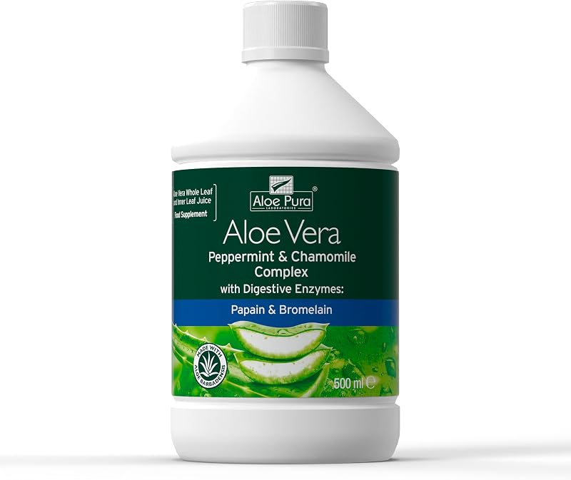 Aloe Pura Aloe Vera Peppermint Chamomile Juice 500 ml Digestive Enzymes