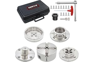 DEEFIINE 4 Inch Wood Lathe Chuck Set 1" x 8TPI Thread & 3/4"x16TPI Adapter, Nickel Plated Self-Centering 4 Jaw Wood Turning Chuck.(4 jaw)