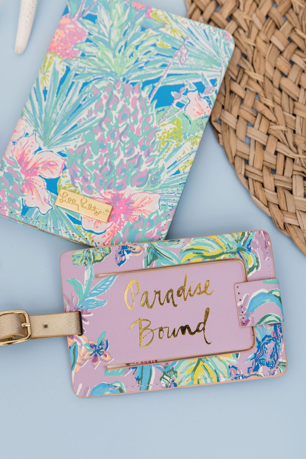 Lilly Pulitzer Vegan Leather Passport Holder, Cute Passport Cover, Travel Wallet with Credit Card Slots, Swizzle In