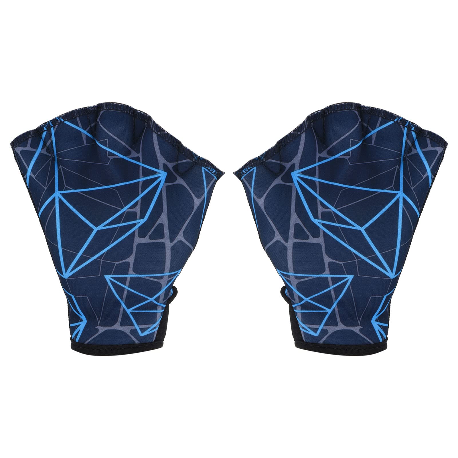 PATIKIL Webbed Swim Gloves, Swimming Aquatic Gloves Printing Water Resistance Training Accessories for Swimming and Diving, L, Dark Blue