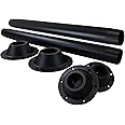 Class A Customs | 2 Pack | 27.5" Black Metal Table Leg, with 2 Black Surface Mount Plastic Bases (2 Black Legs, 4 Black Surface Mount Bases)